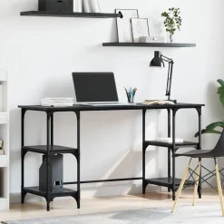 vidaXL Escritorio 140 x 50 x 75 cm Madera contrachapada Roble negro Best