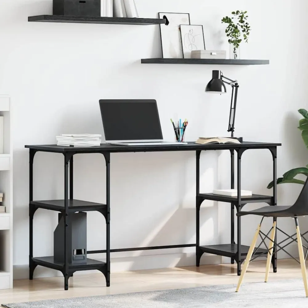 vidaXL Escritorio 140 x 50 x 75 cm Madera contrachapada Roble negro Best
