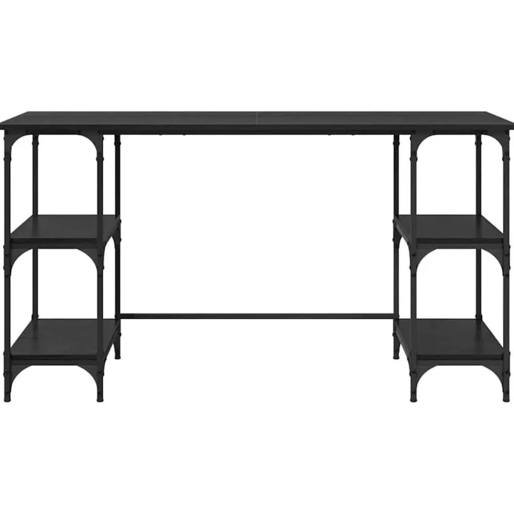vidaXL Escritorio 140 x 50 x 75 cm Madera contrachapada Roble negro Best