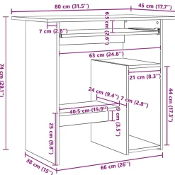 vidaXL Mobiliario De Oficina-Escritorio 80x45x74 cm madera de ingeniería