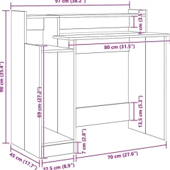 vidaXL Mobiliario De Oficina-Escritorio 97 x 45 x 90 cm Madera de ingeniería