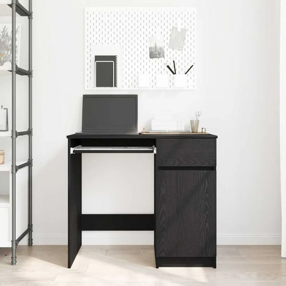 vidaXL Escritorio 86x49x76 cm madera de ingeniería Roble negro New