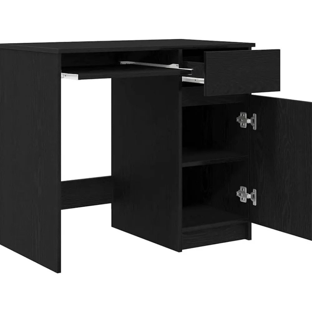 vidaXL Escritorio 86x49x76 cm madera de ingeniería Roble negro New