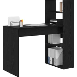 vidaXL Escritorio 113 x 54 x 120 cm Madera de ingeniería Roble negro Outlet