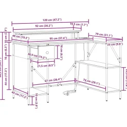 vidaXL Mobiliario De Oficina-Escritorio 120 x 79 x 86,5 cm Madera de ingeniería