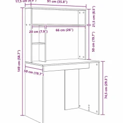 vidaXL Escritorio 91 x 50 x 149 cm Madera de ingeniería Roble Sonoma Outlet
