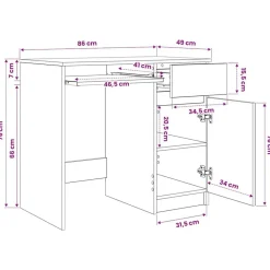 vidaXL Escritorio 86x49x76 cm madera de ingeniería Roble Sonoma New