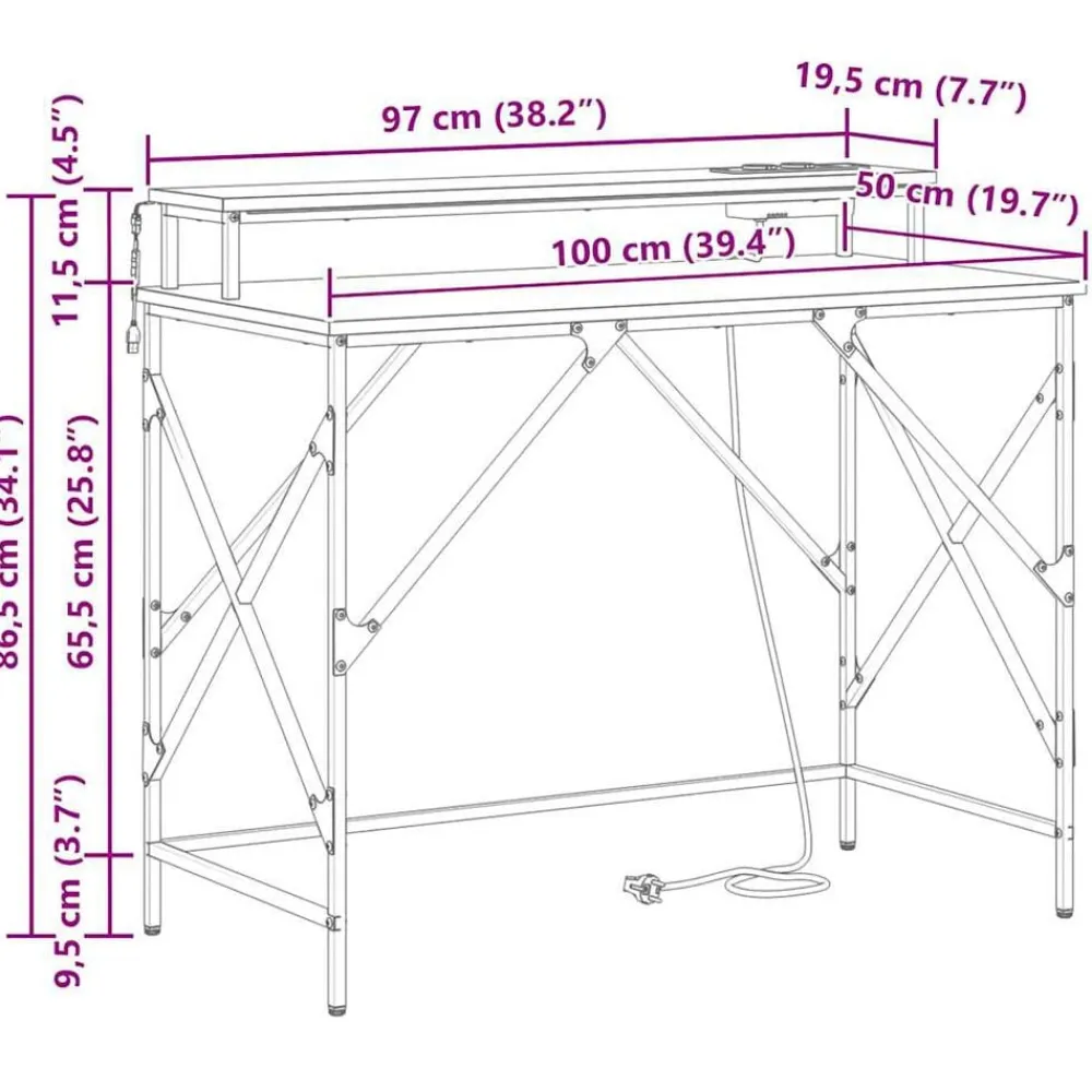 vidaXL Mobiliario De Oficina-Escritorio 100 x 50 x 86,5 cm Madera de ingeniería