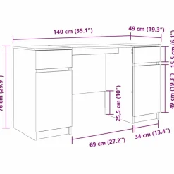vidaXL Escritorio 140 x 49 x 76 cm Madera contrachapada Roble Sonoma Hot