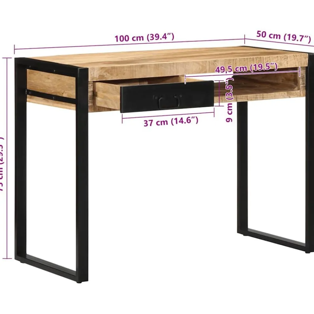 vidaXL Escritorio 100x50x75 cm madera maciza mango Clearance