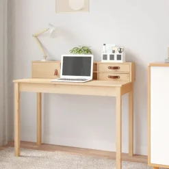 vidaXL Escritorio 110x50x93 cm Madera maciza de pino Natural Sale