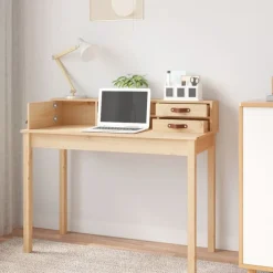 vidaXL Escritorio 110x50x93 cm Madera maciza de pino Natural Sale