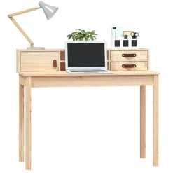 vidaXL Escritorio 110x50x93 cm Madera maciza de pino Natural Sale