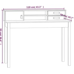 vidaXL Escritorio 110x50x93 cm Madera maciza de pino Natural Sale