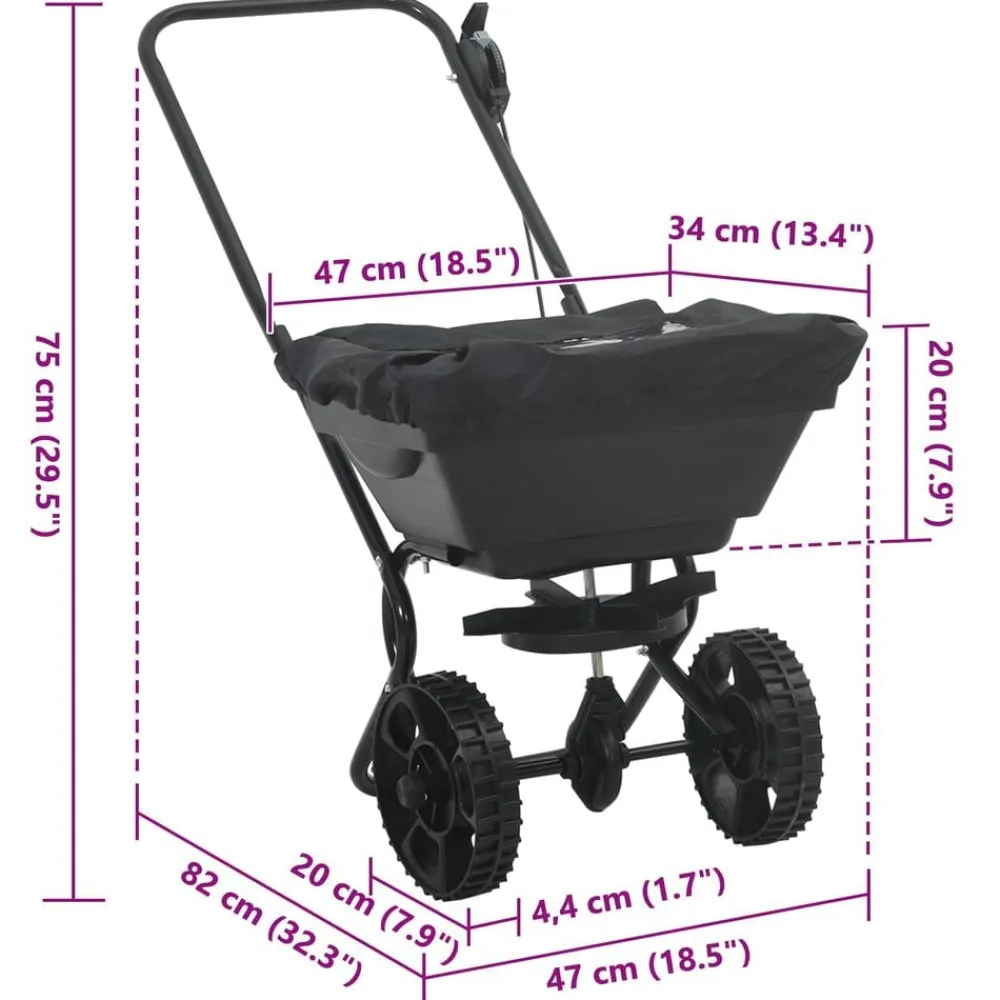 vidaXL Jardín-Esparcidor Negro 82 x 46 x 75 cm PVC y Acero