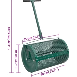 vidaXL Jardín-Esparcidora de compost acero 75L verde Ø40x60 cm