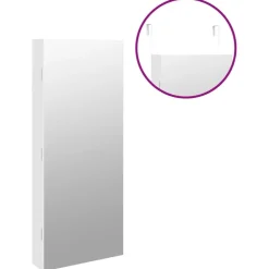 vidaXL Decoración-Espejo con joyero y luces LED para pared