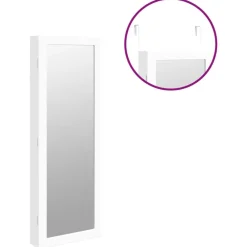 vidaXL Decoración-Espejo con joyero y luces LED para pared