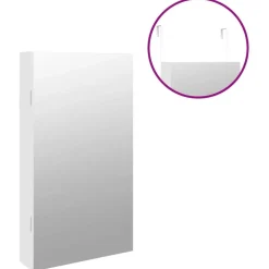 vidaXL Espejo con joyero y luces LED para pared Blanco Clearance