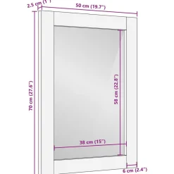 vidaXL Espejo de baño Acabado de Acacia Marrón 50 x 70 x 2,5 cm Acabado marr&oacute;n de acacia Clearance