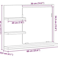 vidaXL Armarios Y Almacenamiento-Espejo de baño madera contrachapada 60x10,5x45 cm