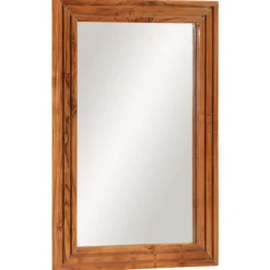 vidaXL Espejo de baño madera maciza de acacia y vidrio 50x70 cm Marr&oacute;n claro Outlet
