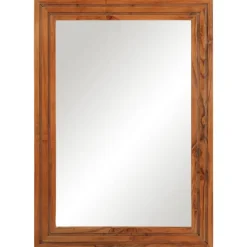 vidaXL Espejo de baño madera maciza de acacia y vidrio 50x70 cm Marr&oacute;n claro Outlet