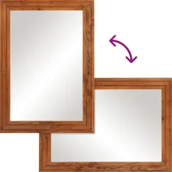vidaXL Espejo de baño madera maciza de acacia y vidrio 50x70 cm Marr&oacute;n claro Outlet