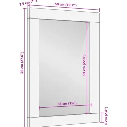 vidaXL Espejo de baño madera maciza de acacia y vidrio 50x70 cm Marr&oacute;n claro Outlet
