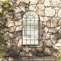 vidaXL Espejo de jardín hierro color para uso exterior 90x45 cm Arena New