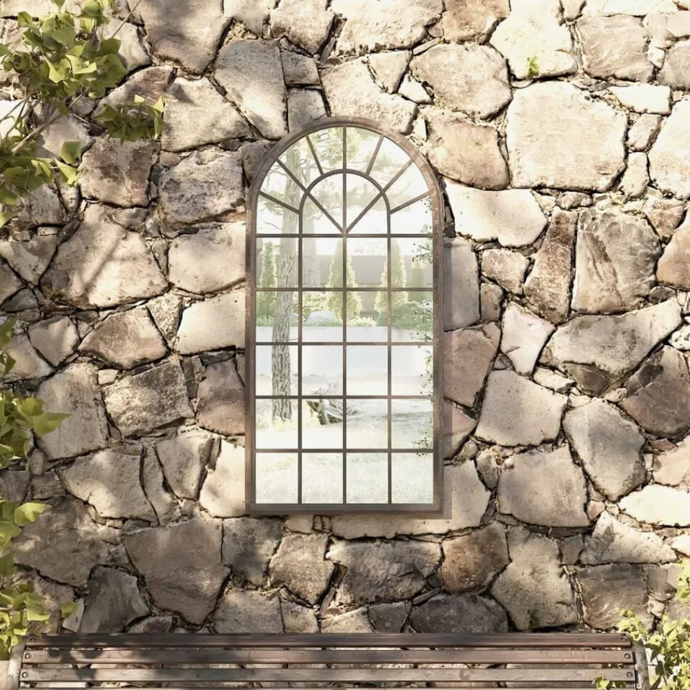 vidaXL Espejo de jardín hierro color para uso exterior 90x45 cm Arena New
