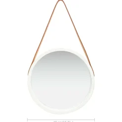vidaXL Espejo de pared con correa 40 cm Blanco Hot