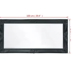 vidaXL Espejo de pared estilo barroco 100x50 cm Negro New