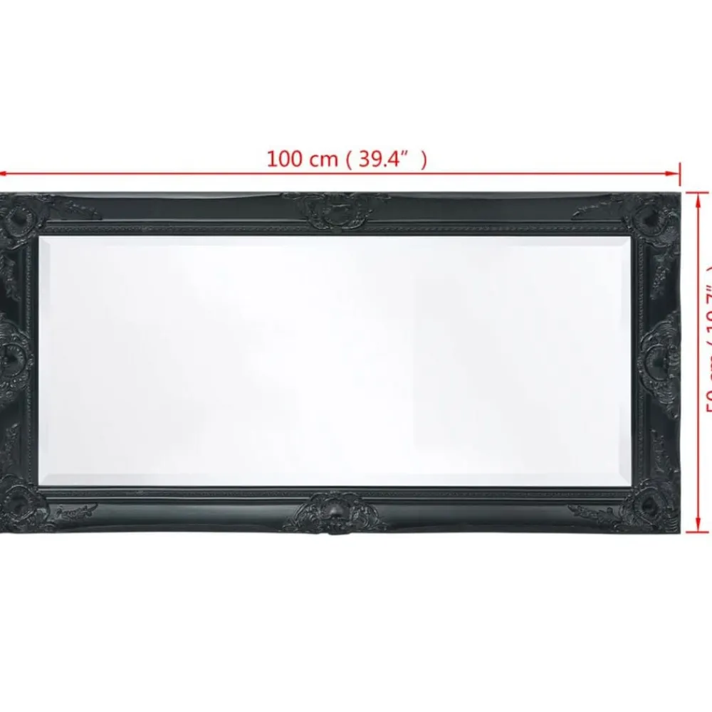 vidaXL Espejo de pared estilo barroco 100x50 cm Negro New