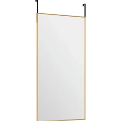 vidaXL Espejo de puerta cristal y aluminio negro 30x60 cm Dorado Sale