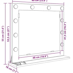 vidaXL Decoración-Espejo de Tocador Rectangular 60 x 55 x 18 cm