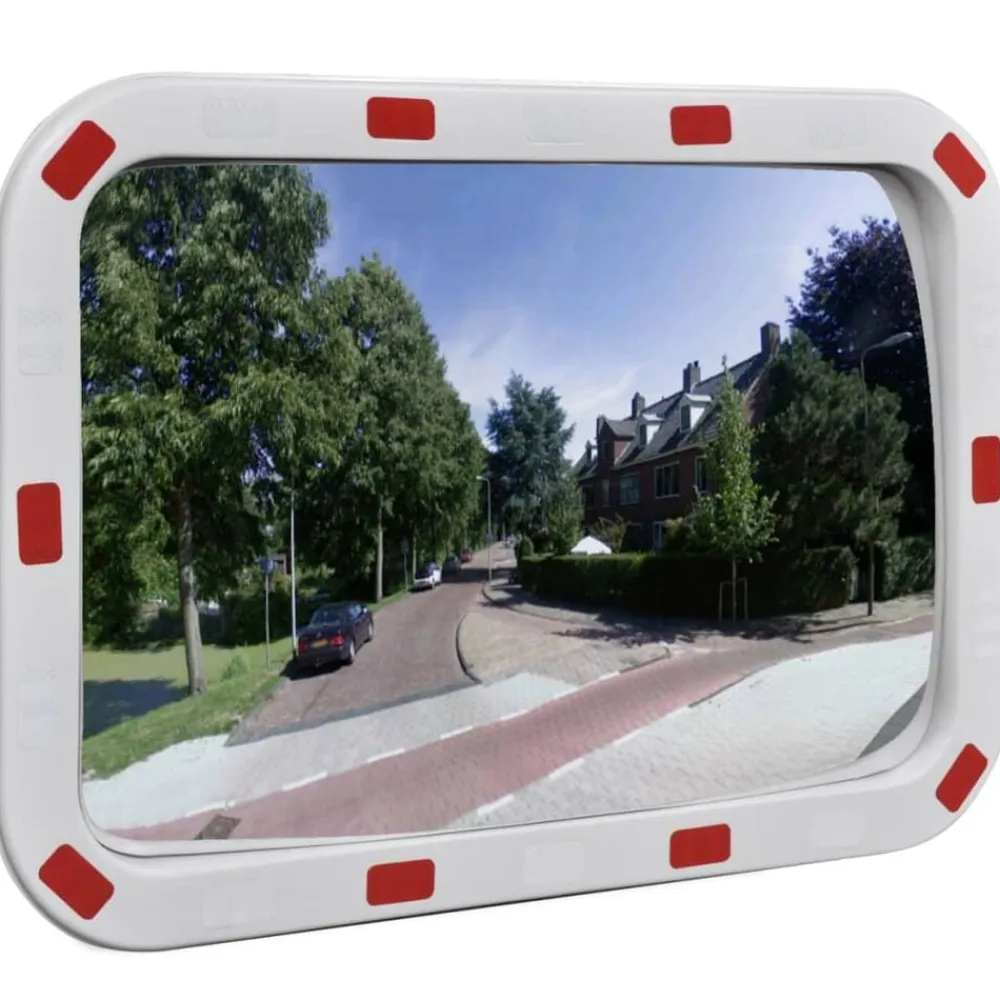 vidaXL Avisos-Espejo de tráfico convexo rectangular con reflectores 40 x 60cm