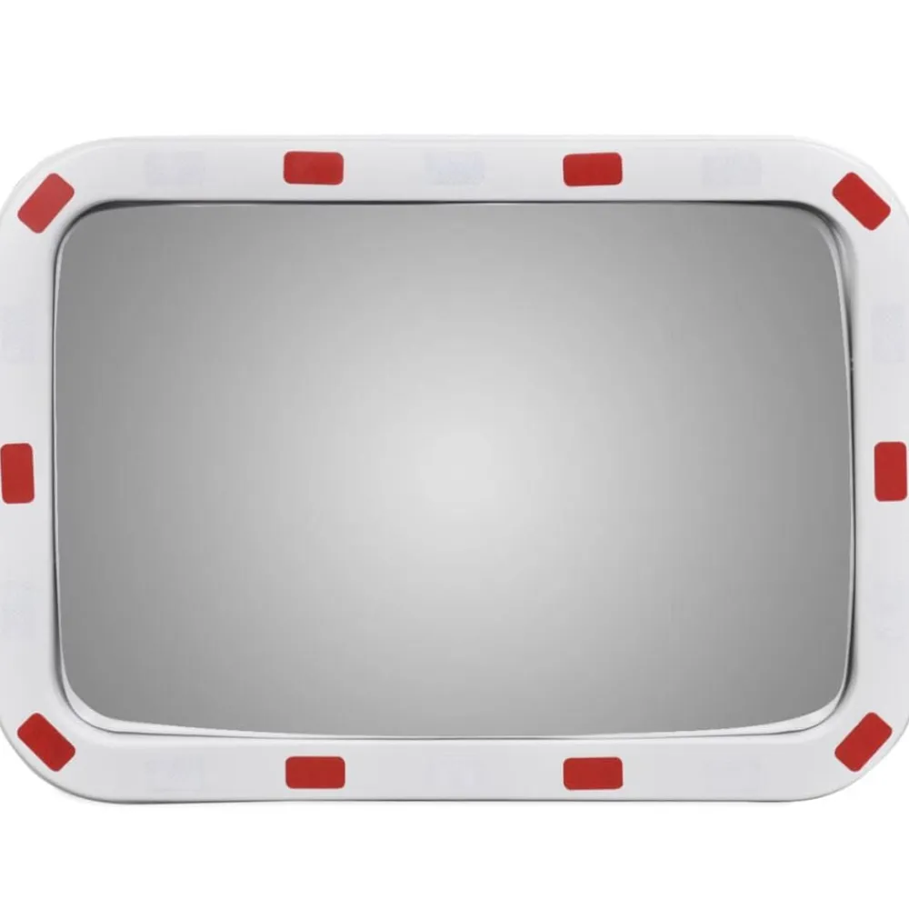 vidaXL Avisos-Espejo de tráfico convexo rectangular con reflectores 40 x 60cm
