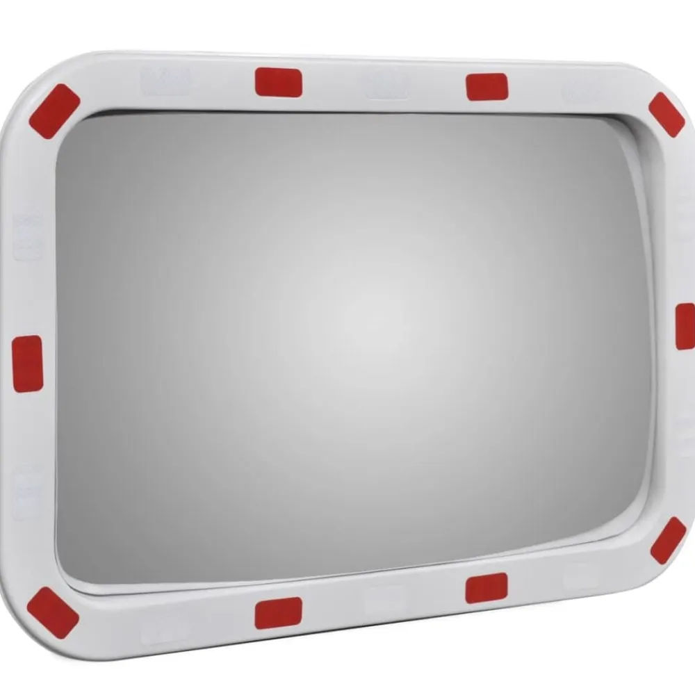vidaXL Avisos-Espejo de tráfico convexo rectangular con reflectores 40 x 60cm