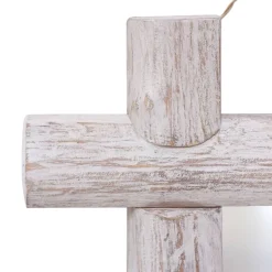 vidaXL Decoración-Espejo de troncos de madera maciza reciclada blanca 70x70 cm