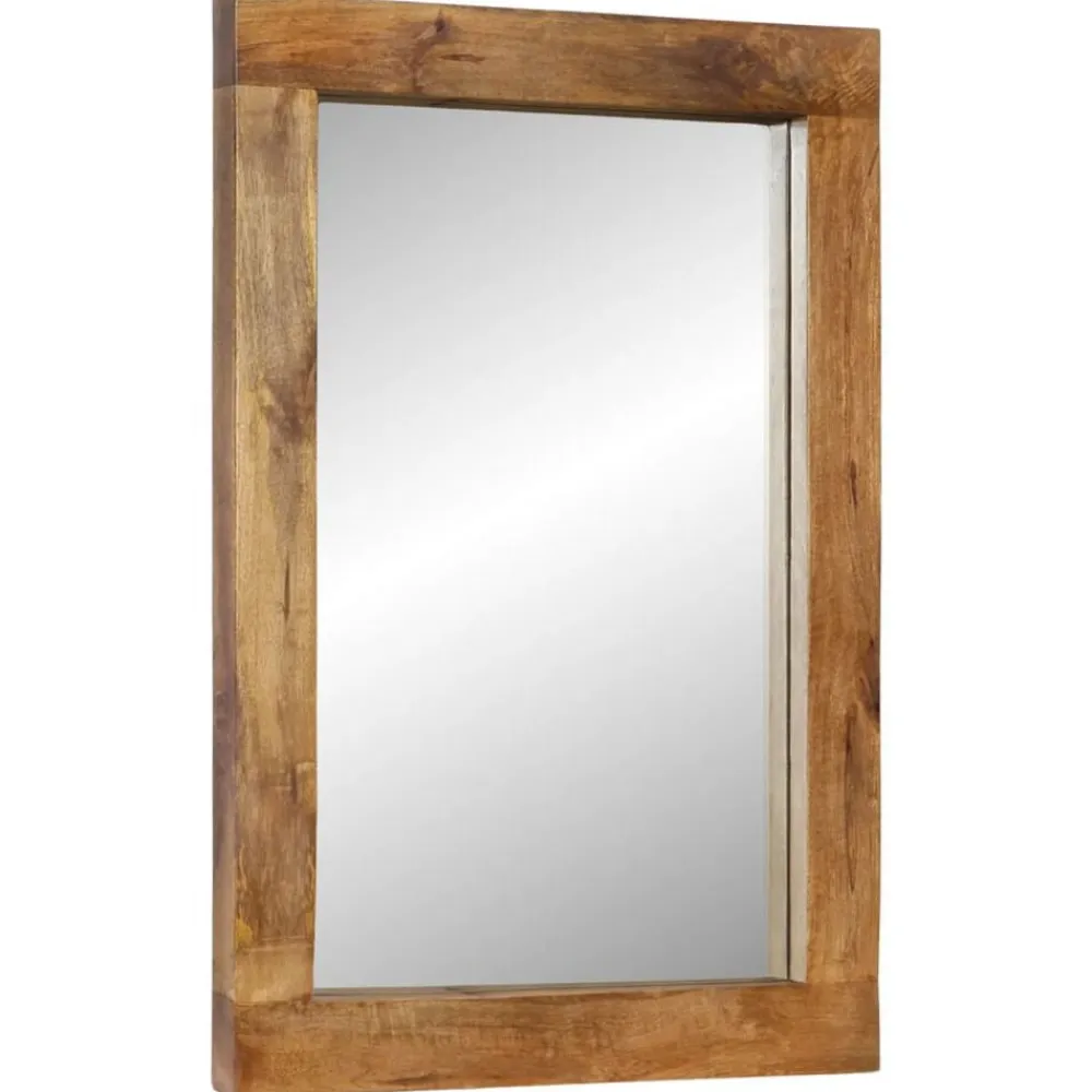 vidaXL Espejo de vidrio y madera maciza de mango 70x50 cm Marrón miel Online