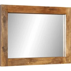 vidaXL Espejo de vidrio y madera maciza de mango 70x50 cm Marrón miel Online