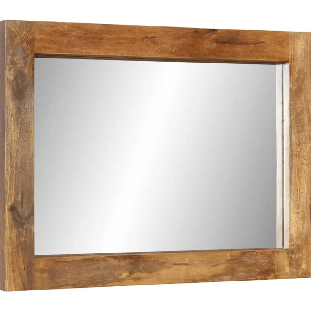 vidaXL Espejo de vidrio y madera maciza de mango 70x50 cm Marrón miel Online