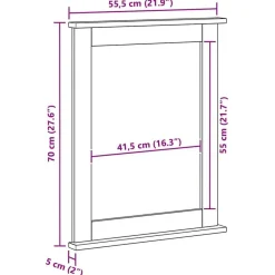 vidaXL Decoración-Espejo VIGO Marrón miel 55,5 x 5 x 70 cm Madera maciza de pino