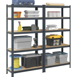 vidaXL Almacenamiento Industrial-Estante almacenaje 5 niveles 2 uds acero y madera contrachapada