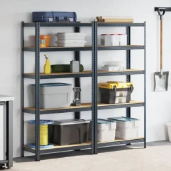 vidaXL Almacenamiento Industrial-Estante almacenaje 5 niveles 2 uds acero y madera contrachapada