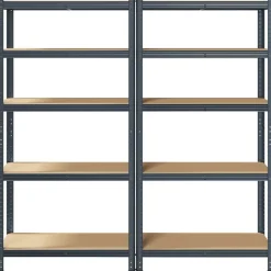 vidaXL Almacenamiento Industrial-Estante almacenaje 5 niveles 2 uds acero y madera contrachapada
