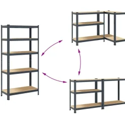 vidaXL Almacenamiento Industrial-Estante almacenaje 5 niveles 2 uds acero y madera contrachapada