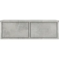 vidaXL Estanterías-Estante cajones para pared contrachapada hormigón 60x26x18,5cm