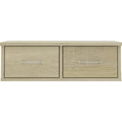 vidaXL Estanterías-Estante cajones pared contrachapada color roble 60x26x18,5cm